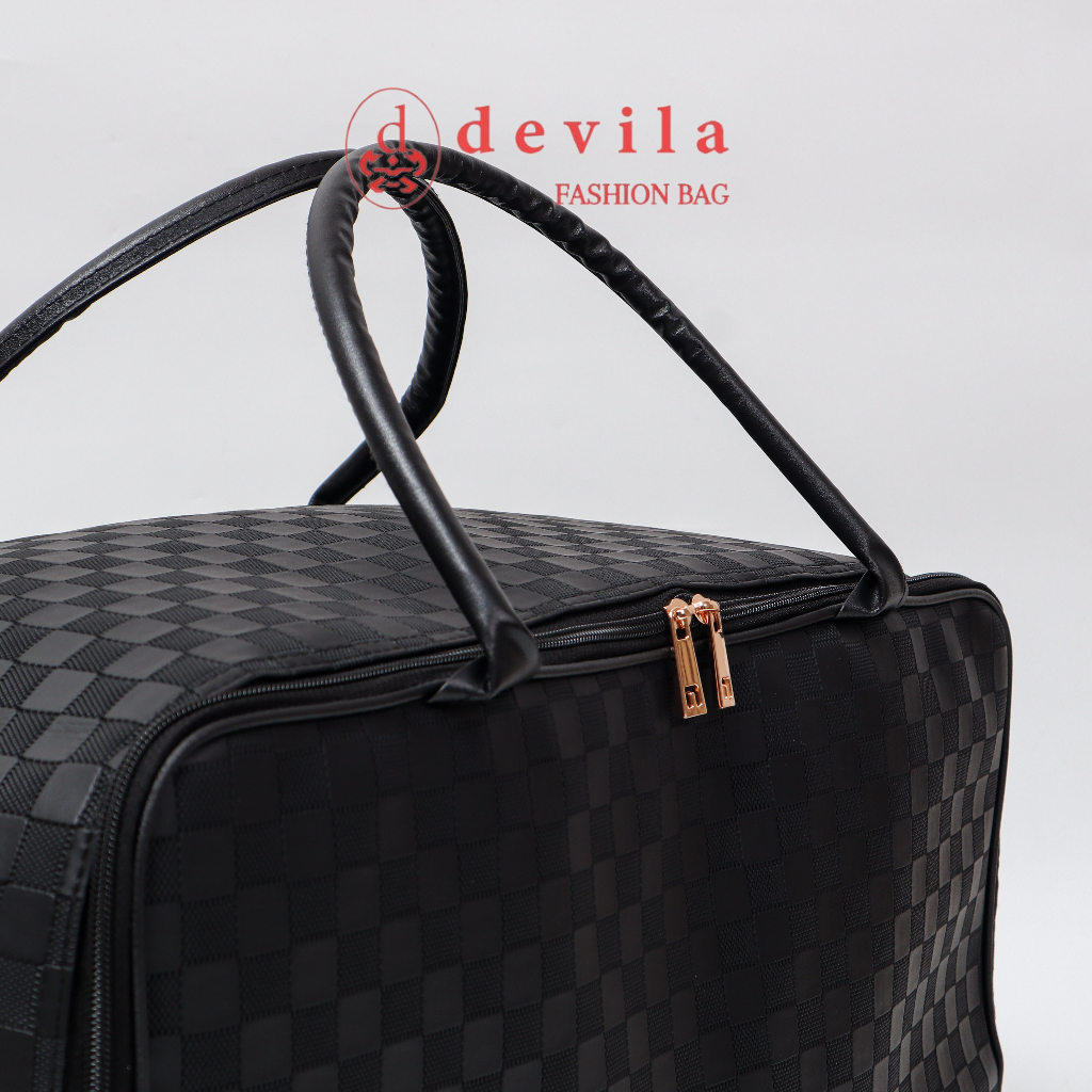 DVLA LUXURY BLACK BOXES WATERPROOF TRAVEL BAG JUMBO SIZE - Tas Koper Waterproof Ukuran Besar Motif Kotak Mewah Murah