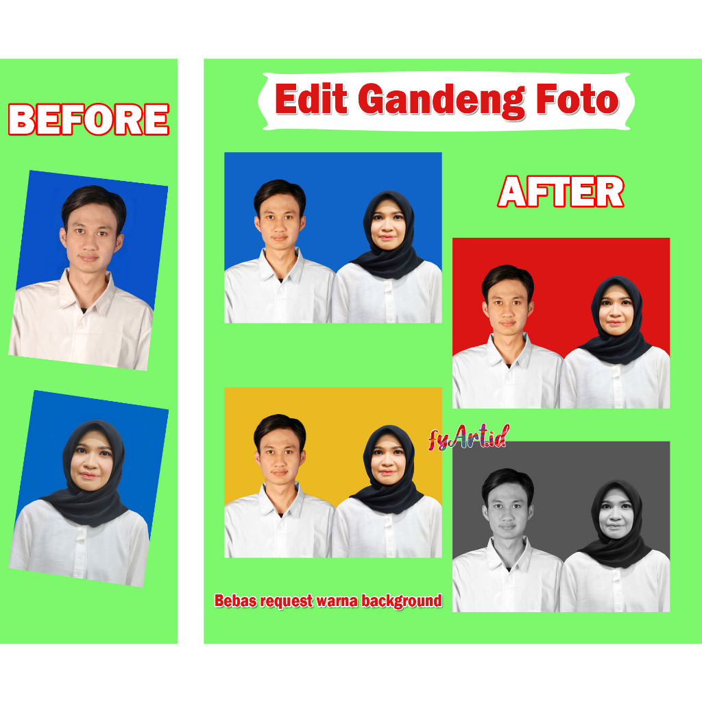 Edit gandeng foto / edit foto nikah / pas foto nikah / gabung foto