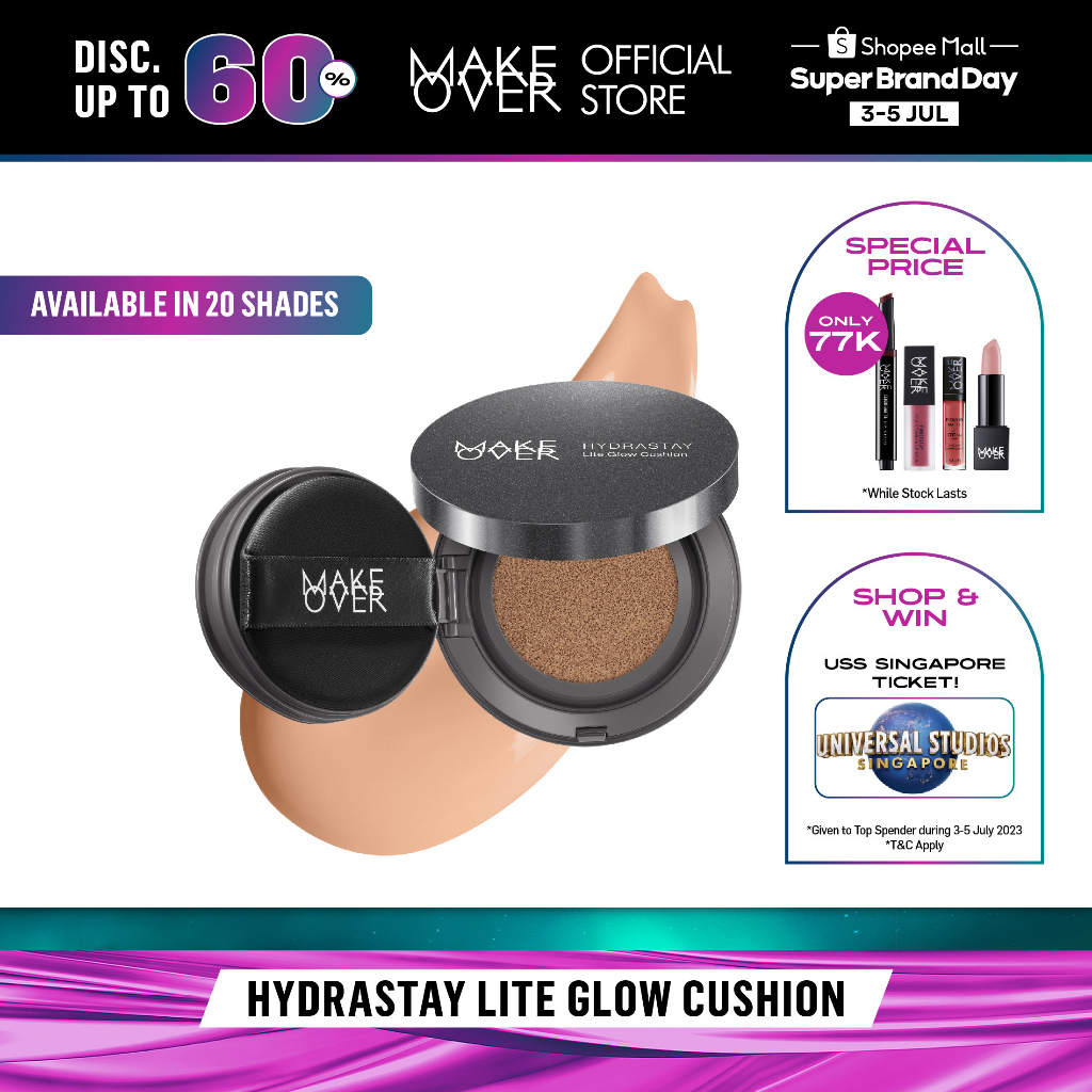 [NEW SHADES] MAKE OVER Hydrastay Lite Glow Cushion 15 g - Cushion for Dry Skin