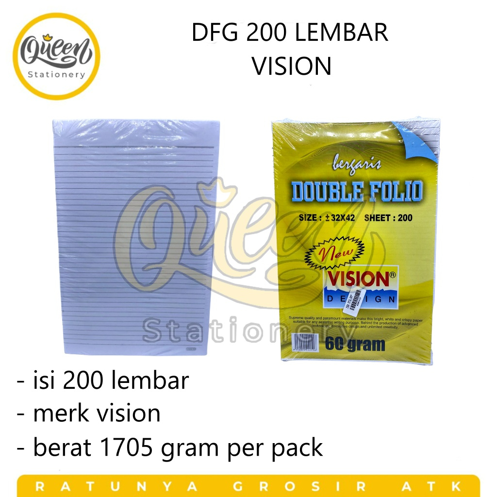 

1 PACK DFG 200 LEMBAR VISION KERTAS FOLIO BERGARIS (003632)