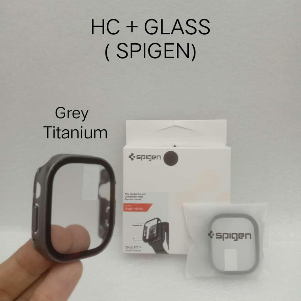 Spigen Thin Fit 360 Tempered Glass Anti Gores Screnn Guard Pelindung Apple Watch 42mm 38mm 40mm 41mm 44mm 45mm ULTRA Series 1 2 3 4 5 6 7 8 se Case Cover Casing