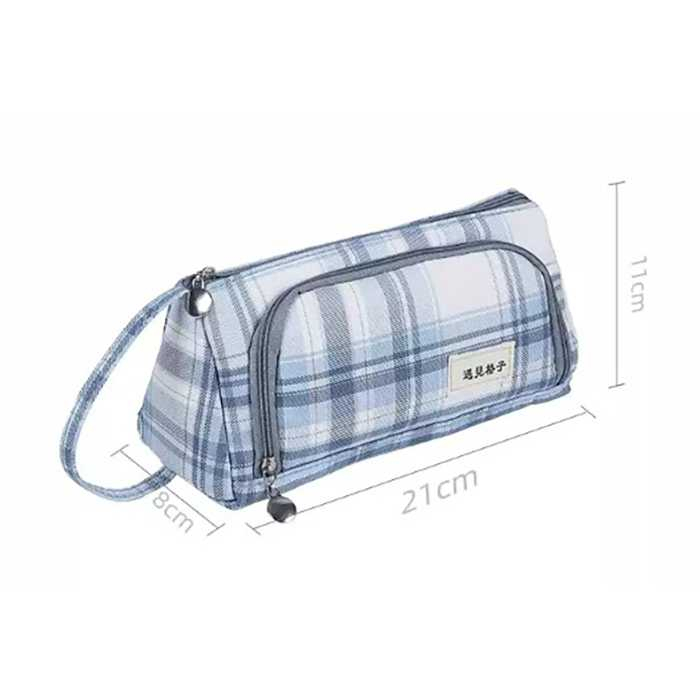 Tempat Pensil Large Capacity Motif Garis