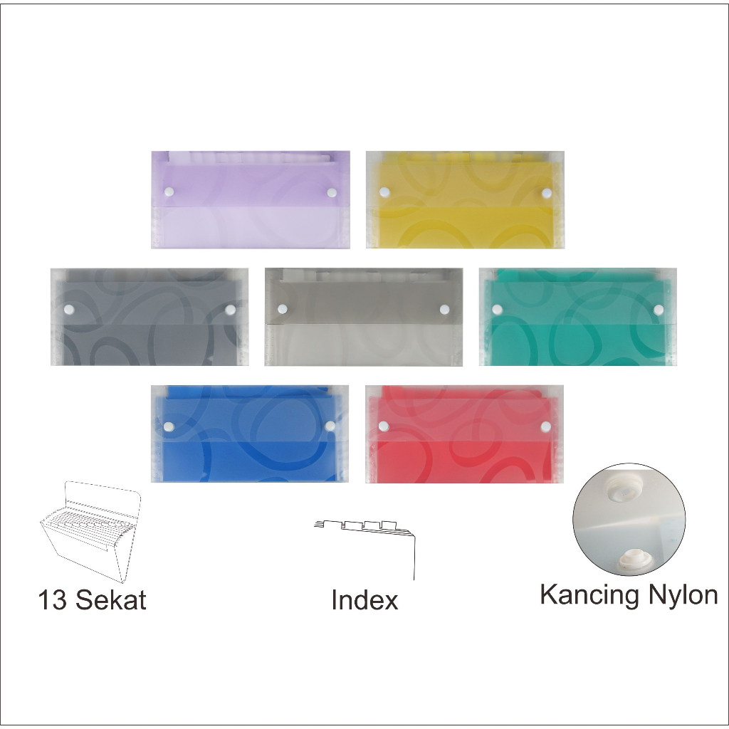 

Expanding File Giro 13 Sekat Motif Oval Dengan Kancing / Map Harmonika Sekat EAGLE