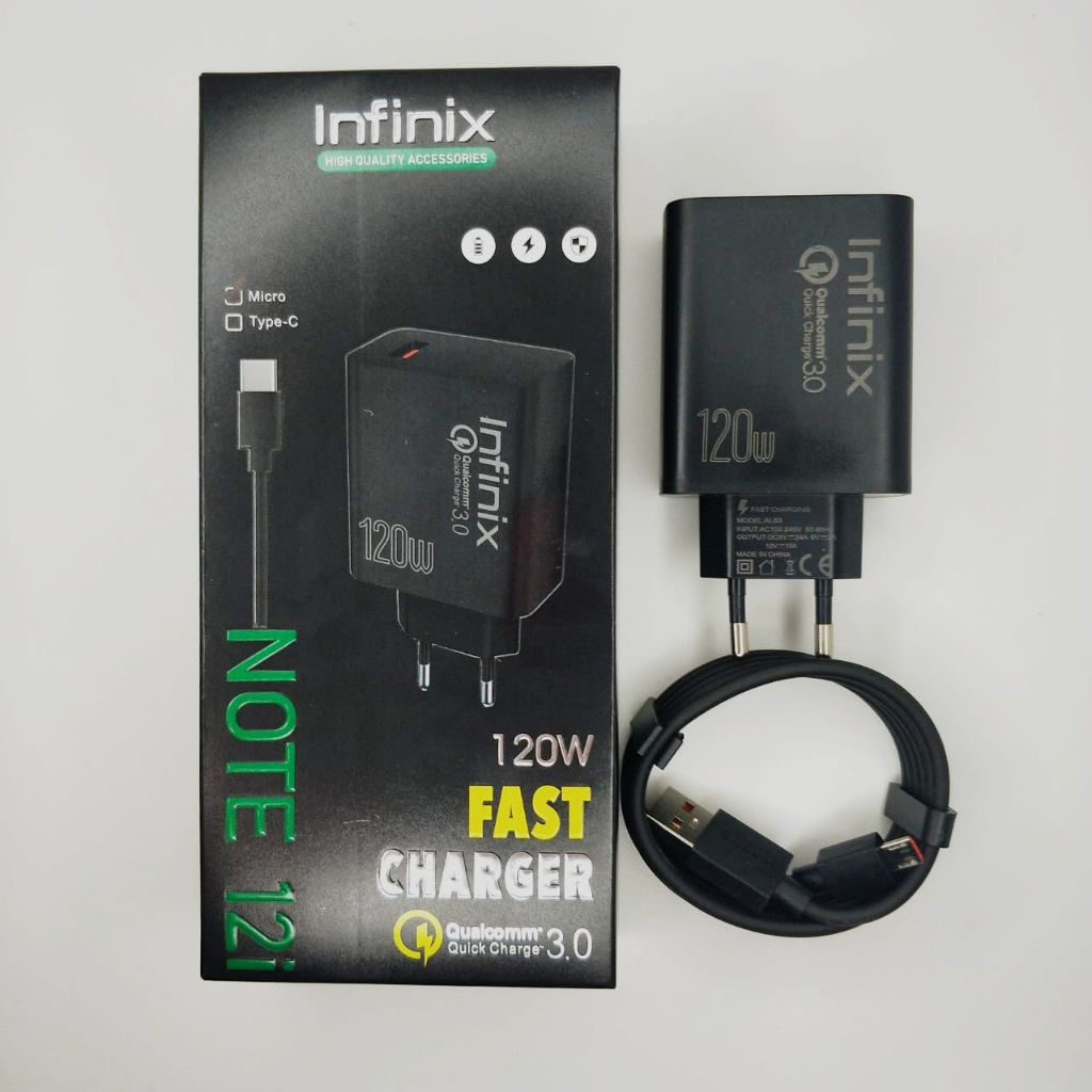 Charger Ori 100% Infinix Note 12i , 120W , Full Black* Support FastCharging bisa cas semua hp smartphone BY.MINIGO