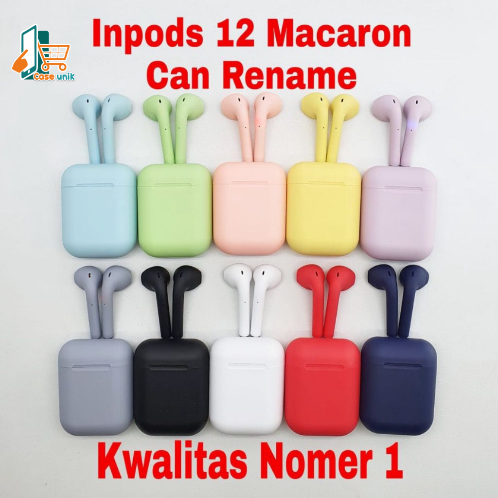 ￼HEADSET HANDSFREE EARPHONE BLUETOOTH WIRELLES Inpods 12 Macaron Headset Bluetooth Warna Macaron Wireless Inpods i12 CS6110