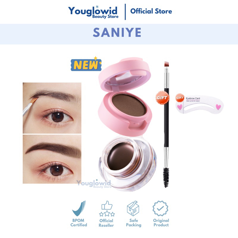 【Official Outlet】SANIYE 2 Layer Eyebrow Powder &amp; Cream Pomade Gel M250 | Eyeliner Eye Brow Pensil Alis Longlasting Tahan Lama Multi Fungsi Kosmetik Mata Viral BPOM