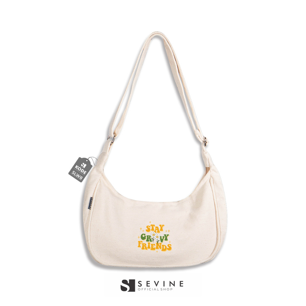 Sevine Luna Sling Bag Tas Selempang Wanita Tas Wanita Kanvas Resleting Shoulder Bag Hand Bag - SLW