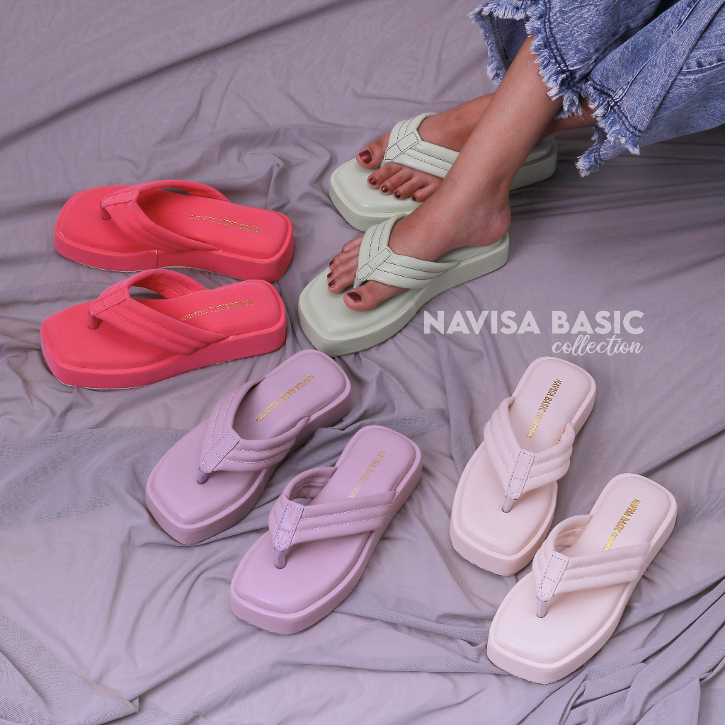 Sandal Wanita puffy platform Empuk Navisa Basic Collection Damelia bella shoes Grend love Winod Pluvia