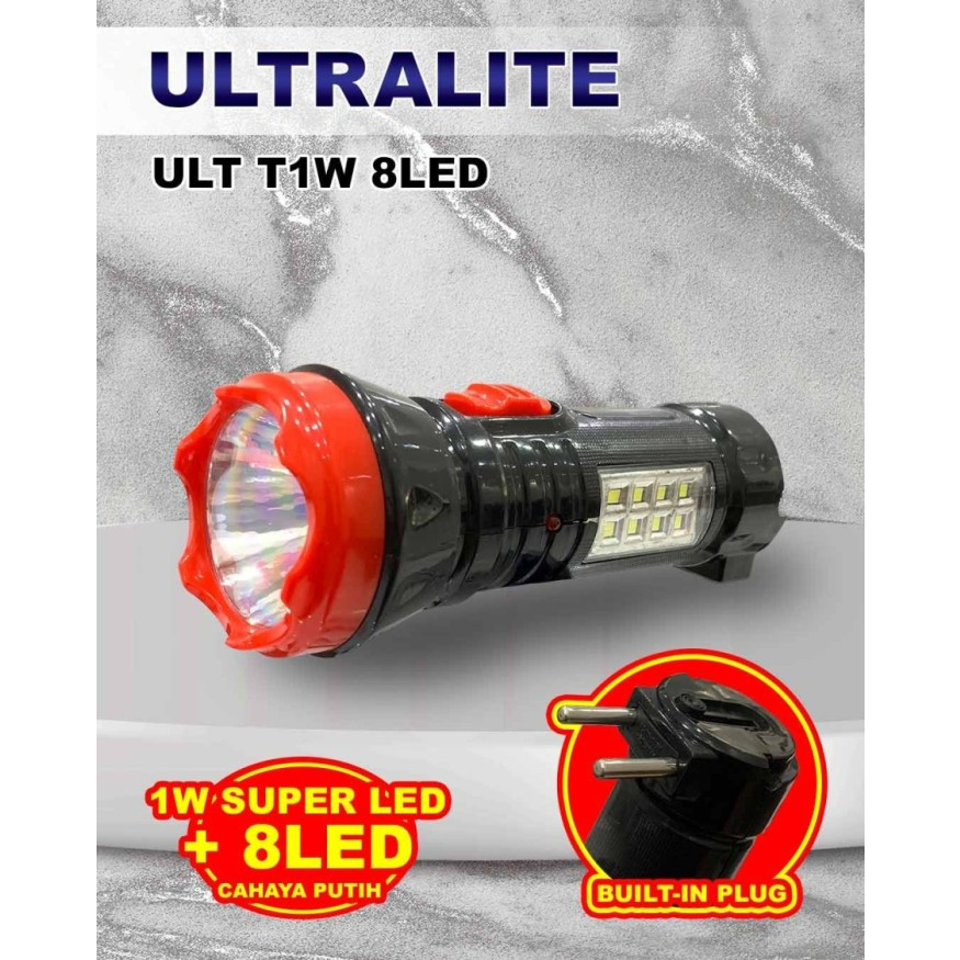 Senter Tangan Ultralite 1W + Emergency 8 LED ULT T1 8W