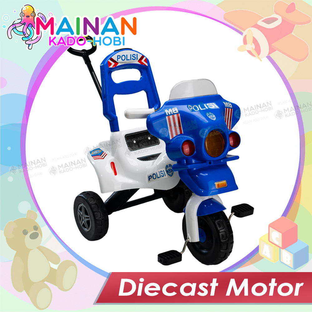 HADIAH MAINAN ANAK LAKI MINIATUR DIECAST DORONG SEPEDA MOTOR POLISI