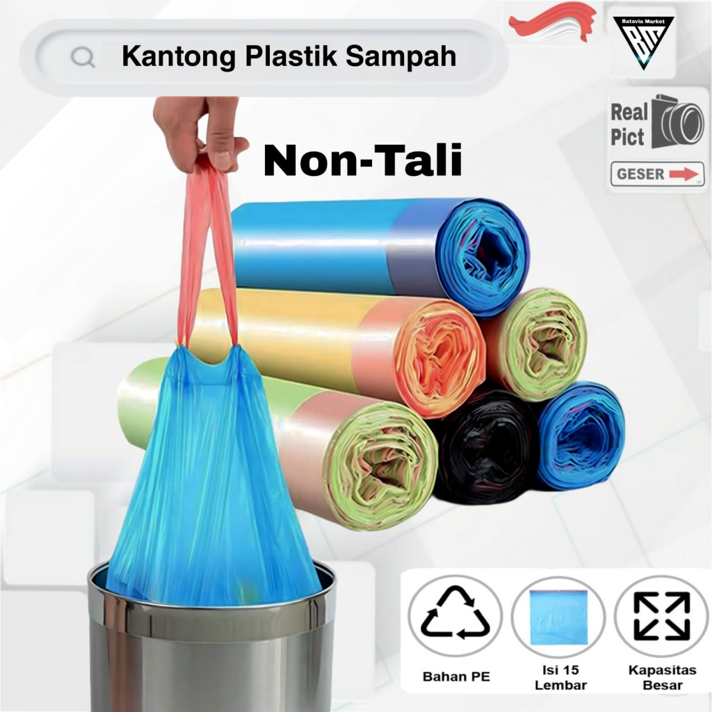 Kantong Plastik Sampah Roll Ukuran 45x50 cm Isi 15 Lembar