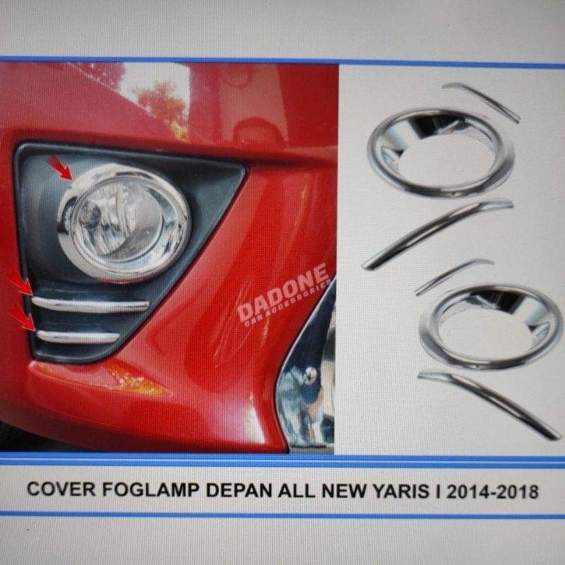 cover ring foglamp depan mobil toyota all new yaris 2014 sampai 2018 2015 2016 2017 lele chrome crome tempel