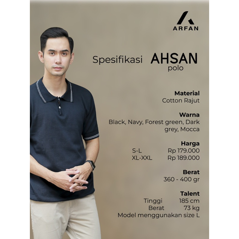 Ahsan by Arfan Kaos Katun Rajut Polo Kaos polos