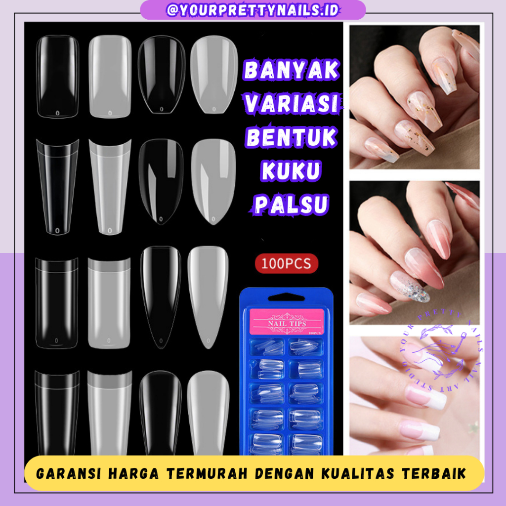 Kuku Palsu Fake Nails isi 100pcs Nail Art / Fake Nails High Quality / Set Kuku Palsu / Fake Nails Ex