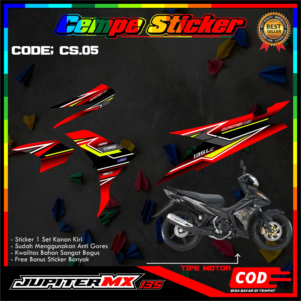 Stiker Lis Variasi JUPITER MX NEW 135 Decal Striping Standar JUPITER MX 135 Premium Racing CM05
