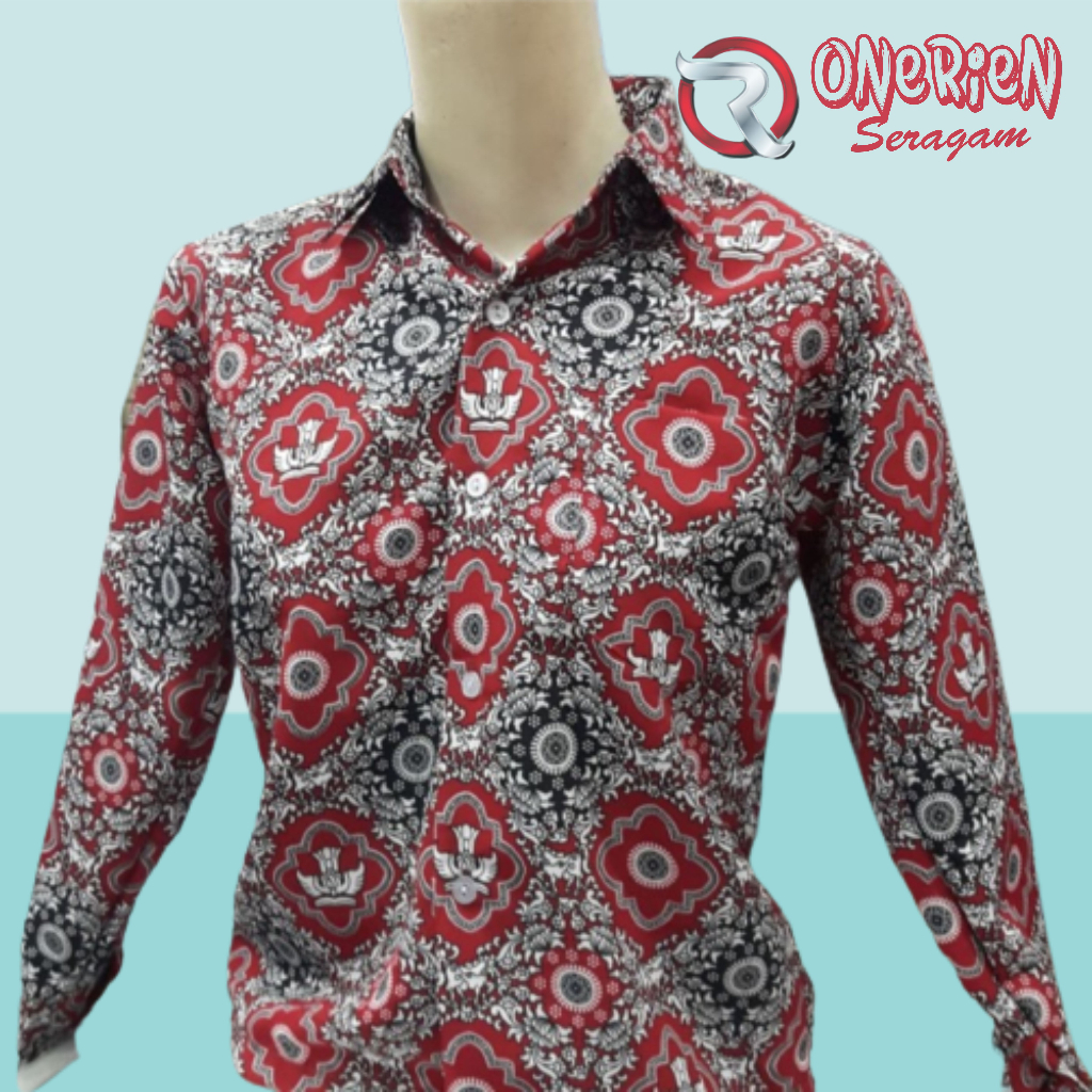 Seragam Batik SD Nasional Merah Motif TUNAS HARAPAN MERAH BIRU SD
