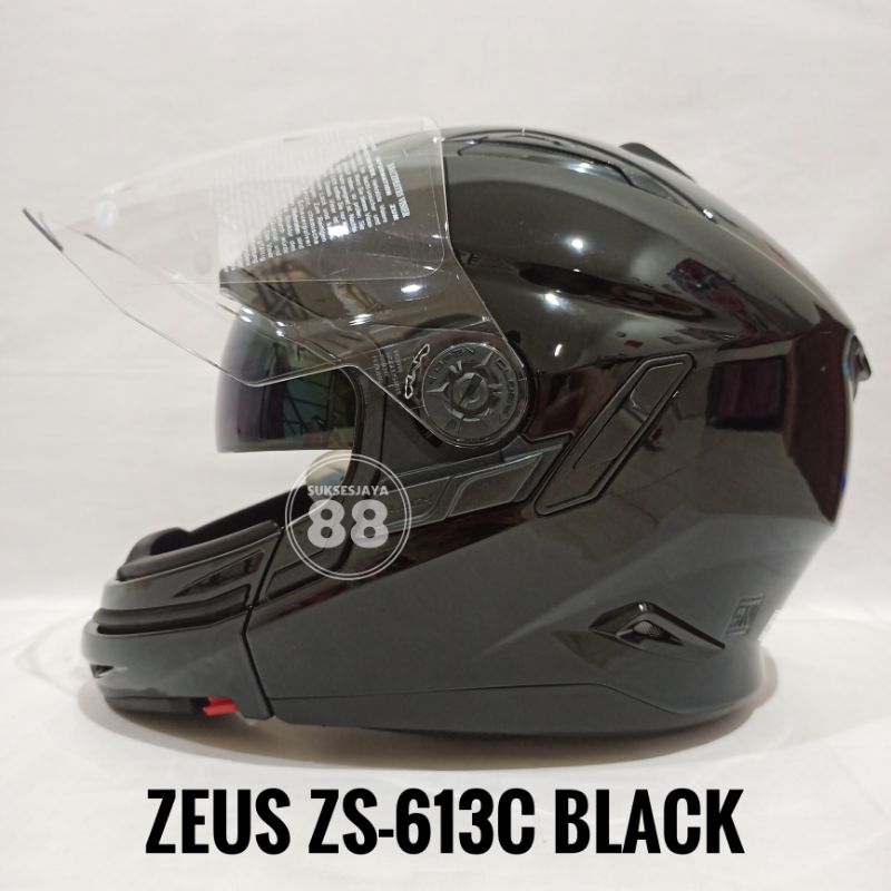 Zeus ZS-613C Black Helm Modular Double Visor ZS613C ZS613 C