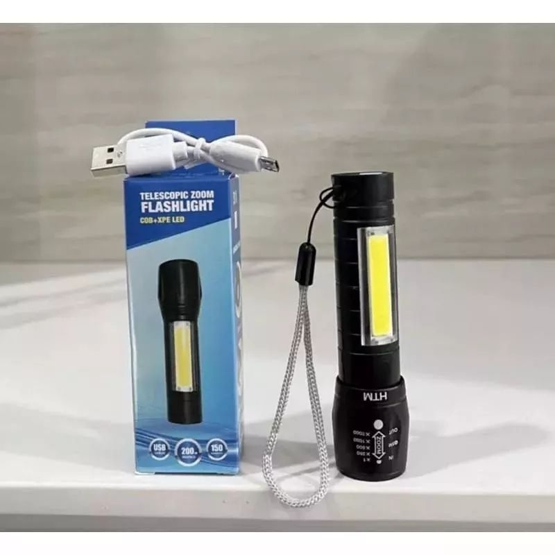 BG - Senter Swat Mini LED Zoom Super Terang / Lampu Senter USB Charger / Senter Swat Police Flashlig
