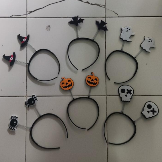 BANDO HALLOWEEN LUCU KELELAWAR HANTU SKULL TOPI PENYIHIR PUMPKIN HAT BANDANA