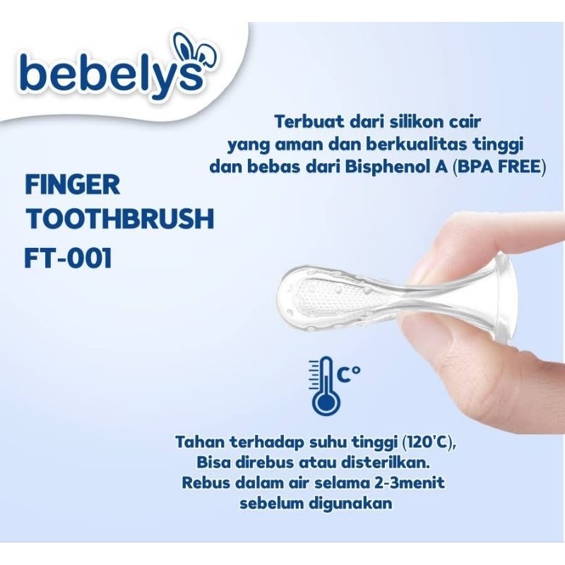 Bebelys Baby Silicone Finger Toothbrush With Case - Silikon Sikat Gigi Lidah Anak Bayi + Box - Silicone Tooth Brush Dengan Kotak Simpat