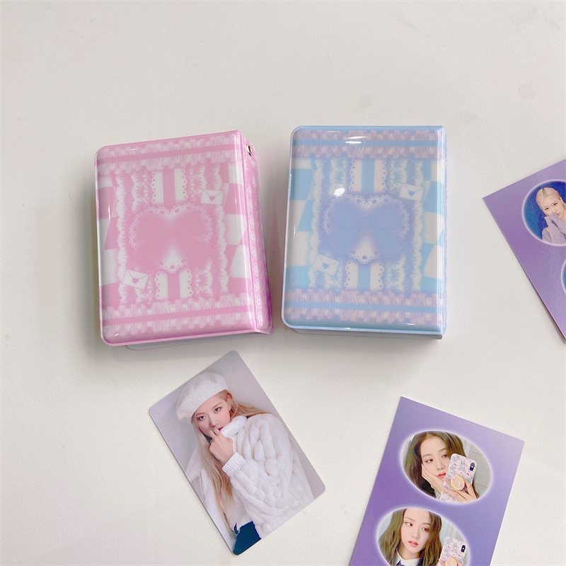 Album Foto Renda Busur Ins Bow PVC Kpop Photocard Koleksi Buku Koleksi Mini fuji Polaroid