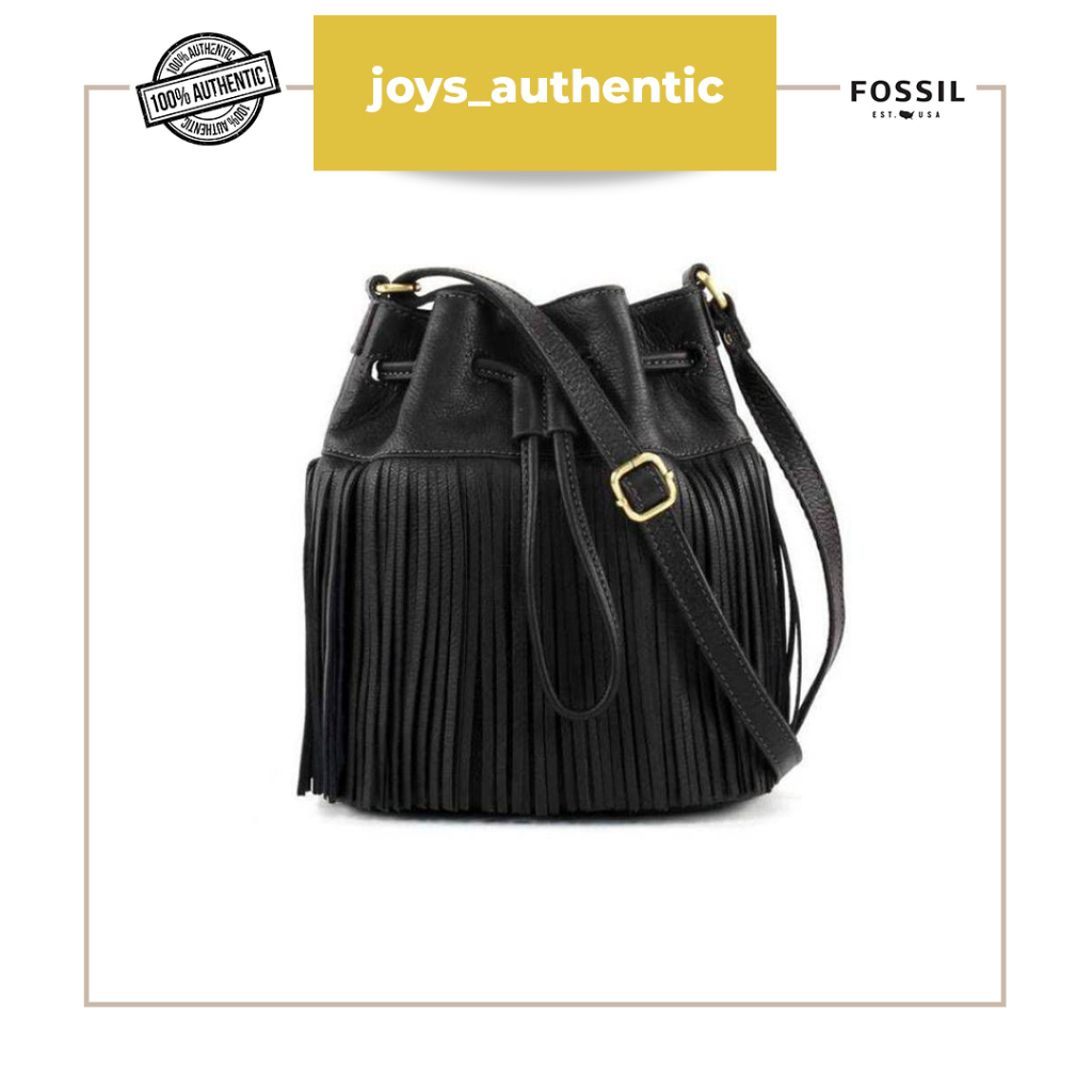 Tas wanita Fossil jules Drawstring large hitam Black woman bag authentic original