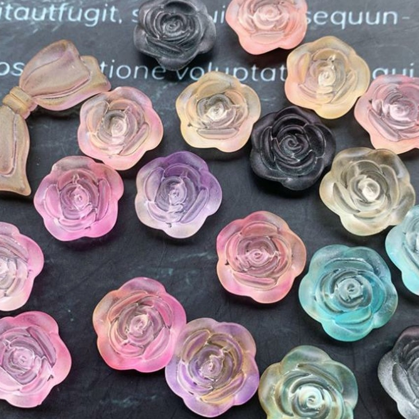 ISI 20PCS MANIK MOTE AKRILIK ROSE 12MM GRADASI FROST BAHAN KERAJINAN TANGAN DIY CANTIK BERKUALITAS