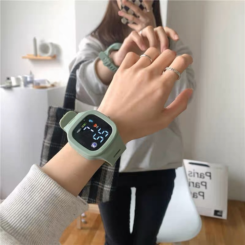 Jam Tangan Electronic LED Strap Rubber  Untuk Pria dan Wanita Motif Polos Import - Digital Watch Fashion