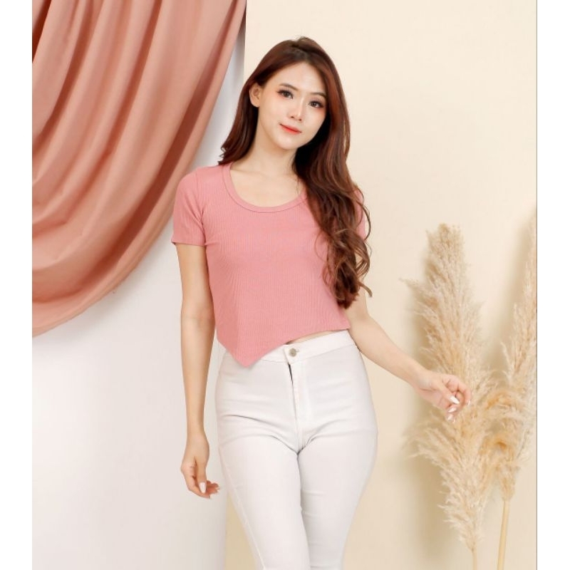 ATASAN CROP TOP T&amp;T UN SIMETRIS FASHION WANITA BELLA 1690