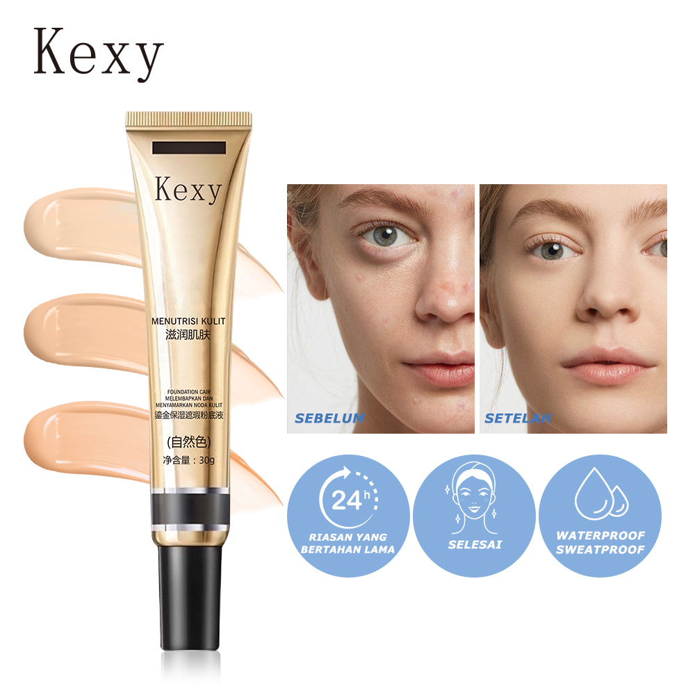 Kexy Gilt Pelembab Concealer Foundation Cair Ringan Concealer Foundation Cair Tahan Air Riasan Wanita