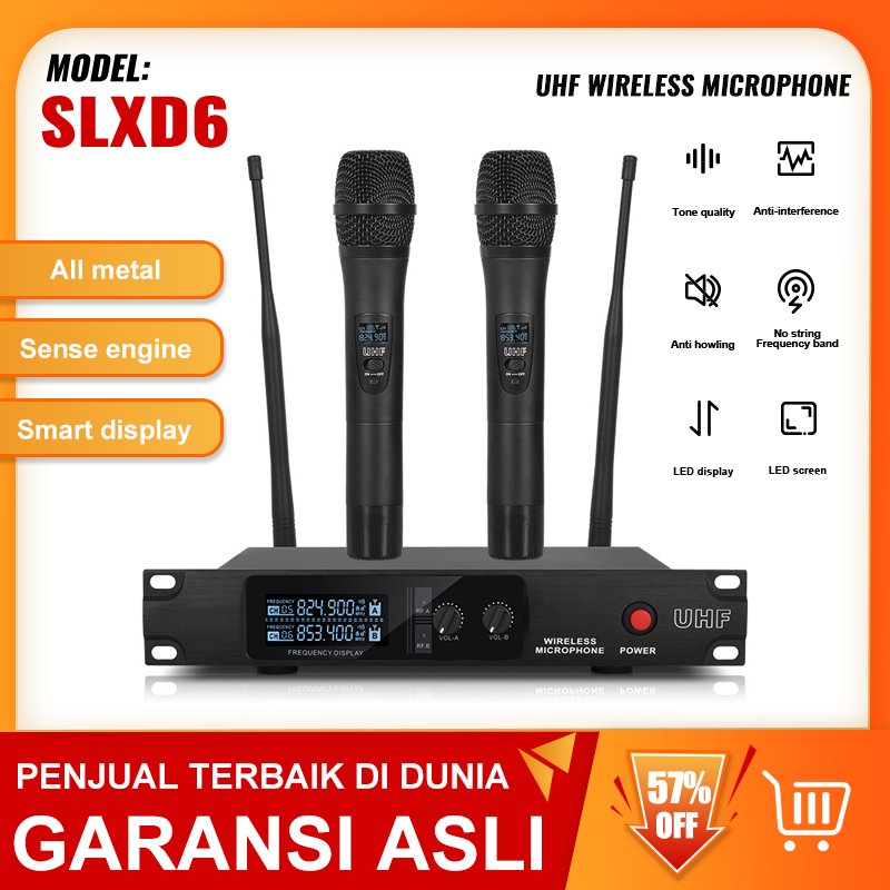 Mikrofon Nirkabel  SLXD6 2mikrofon genggam UHF FM Jarakpenerimaan 80M Peralatan Audio Profesional