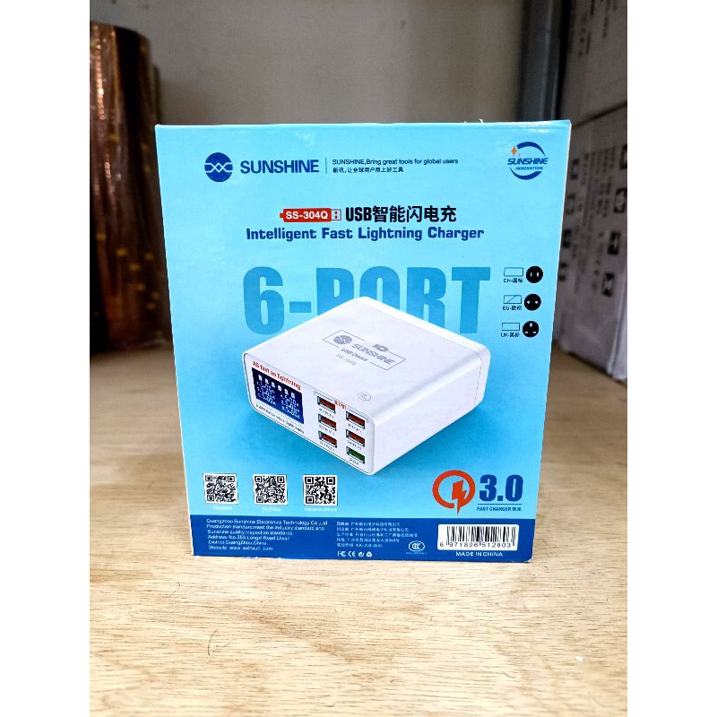 SMART ADAPTOR CHARGER SUNSHINE SS-304Q 6 PORT USB DIGITAL