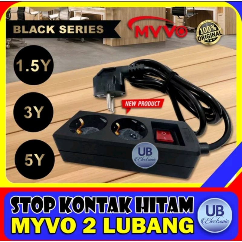 MYVO Socket / Stop Kontak Arde 2Lubang 5 Yard / 3 Yard / 1.5 Yard