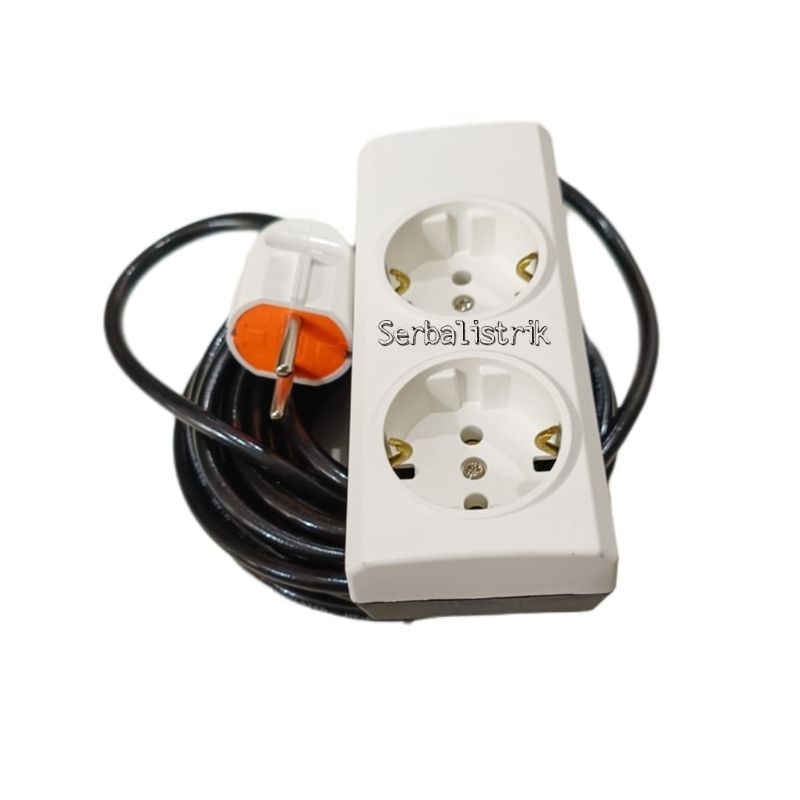Stop kontak sambungan broco 1,2,3,4,5 lubang + kabel 1-10M + steker arde SNI