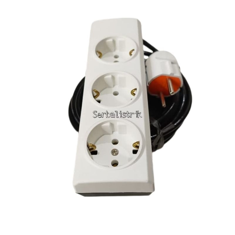 Stop kontak sambungan broco 1,2,3,4,5 lubang + kabel 1-10M + steker arde SNI