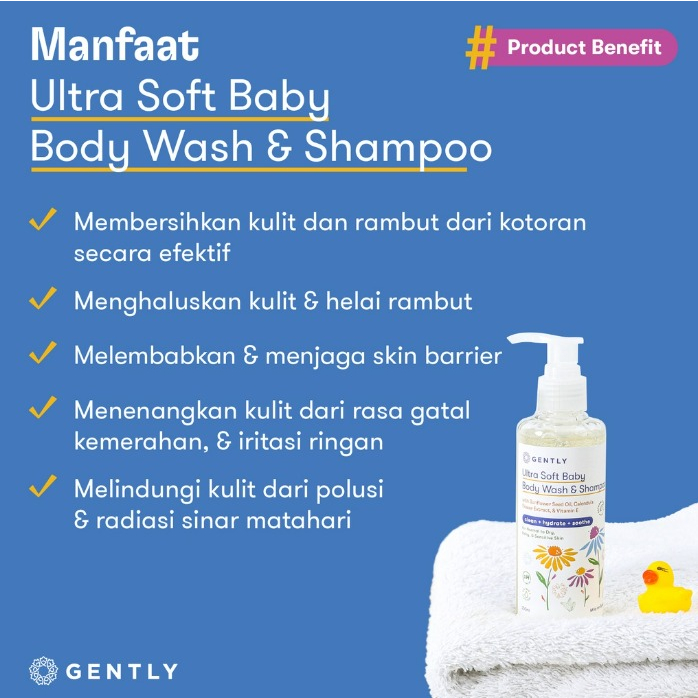 Gently Body Wash &amp; Shampoo / Ultra Soft Body Wash / Sabun Mandi Bayi Super lembut 200ml CBKS