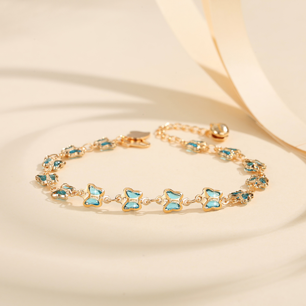 Y142 [COD✔] Gelang Dekorasi Kupu-kupu Mewah Wanita Gelang Rantai Titanium Anti Luntur Bisa Disesuaikan