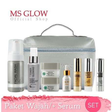 MS GLOW / PAKET WAJAH MS GLOW / PAKET LUMINOUS / PAKET WHITENING / PAKET ULTIMATE / PAKET ACNE (ORI) free pouch