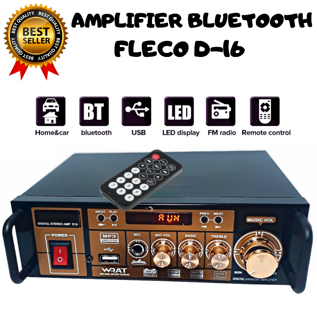 Wireless digital stereo karaoke Amplifier FLECO D-16 + Bluetooth + Stereo Karaoke + Mp3 player + FM 