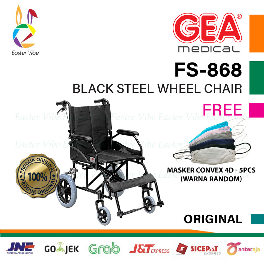 Kursi Roda Travel GEA FS 868 Black Steel / Kursi Roda GEA FS868