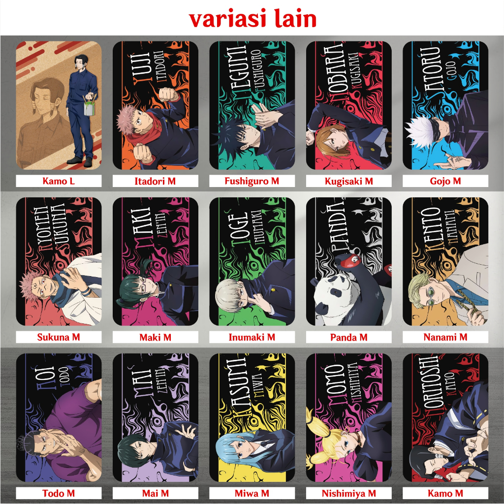 Koleksi Photocard / Kartu Anime Jujutsu Kaisen A - Itadori Fushiguro Kugisaki Gojo Sukuna Inumaki Maki Nanami Yuuta