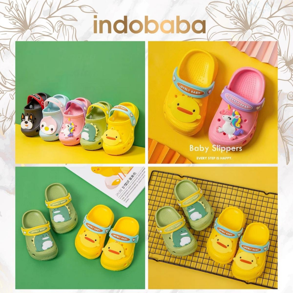 indobaba  Sandal Anak Import Bahan EVA Mario Aneka Warna Motif Kartun Karakter Sandal Karet EVA Import S103