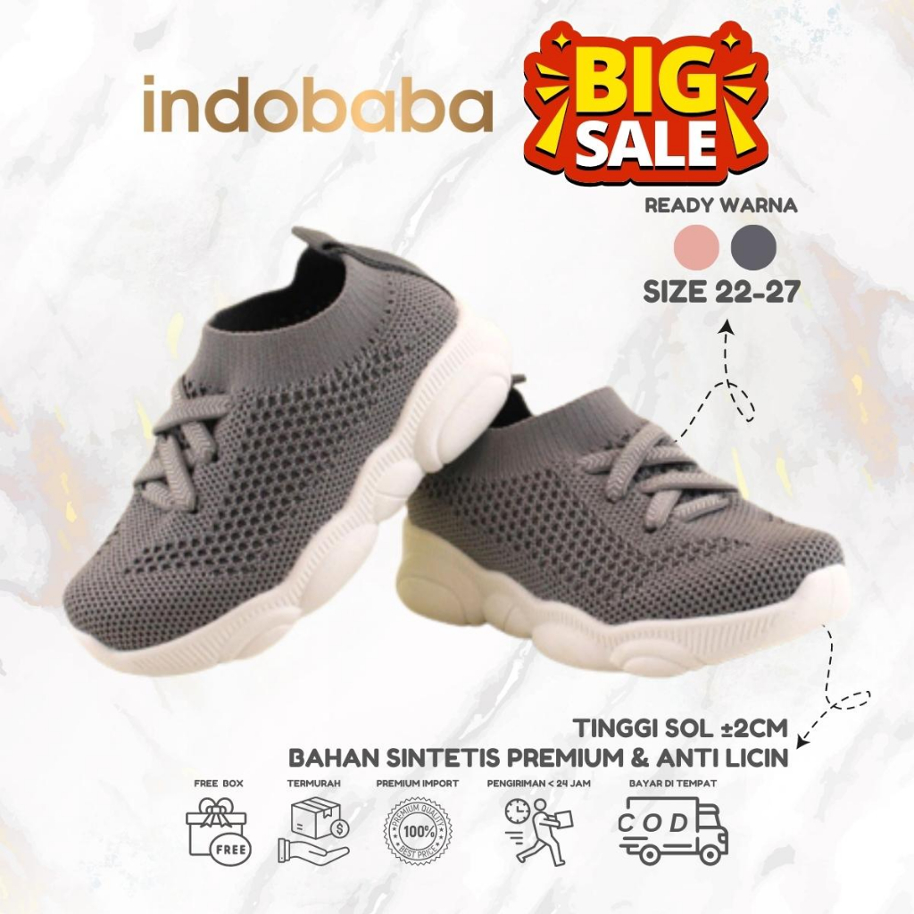 indobaba Sepatu Anak Perempuan Laki Laki Loafers Import Sekolah 1-6 Tahun Bahan Canvas S120