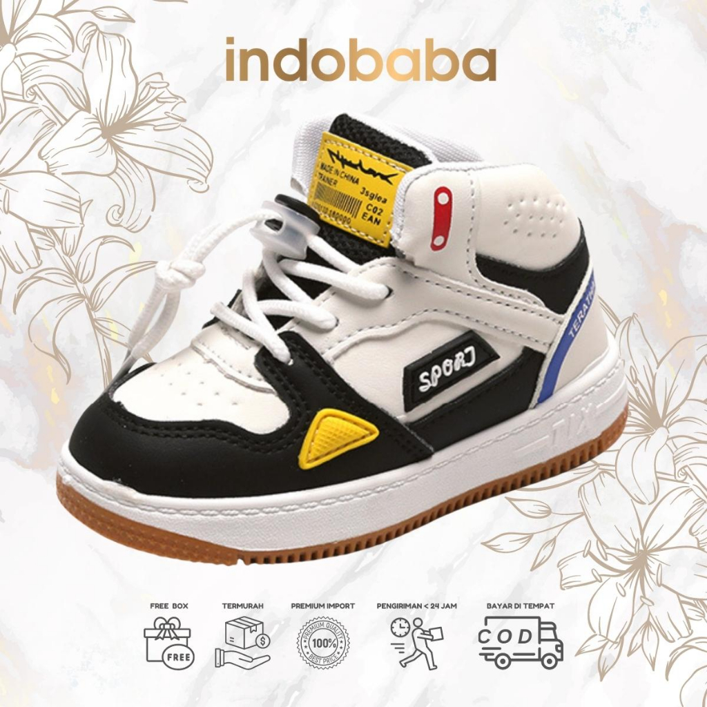 indobaba Sepatu Sneakers Anak Laki Laki Perempuan Sneakers Sekolah 1-7 Tahun Sport Import S124