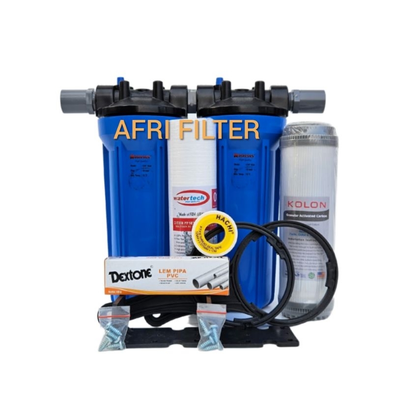 Paket  2 Saringan Air / Filter Air Siap Pakai (Blue 10&quot; - drat 3/4&quot; - SG)