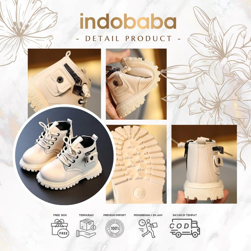 indobaba Sepatu Boots Anak Sepatu Boots Perempuan Anak Import Fashion 1-5 Tahun S134