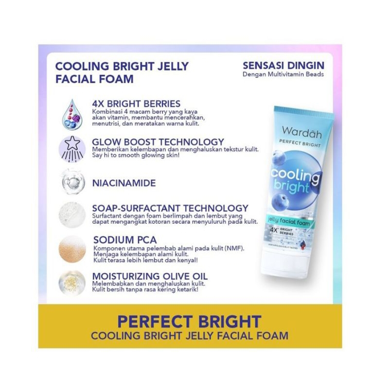 Wardah Perfect Bright Cooling Bright Jelly Facial Foam 100 ml