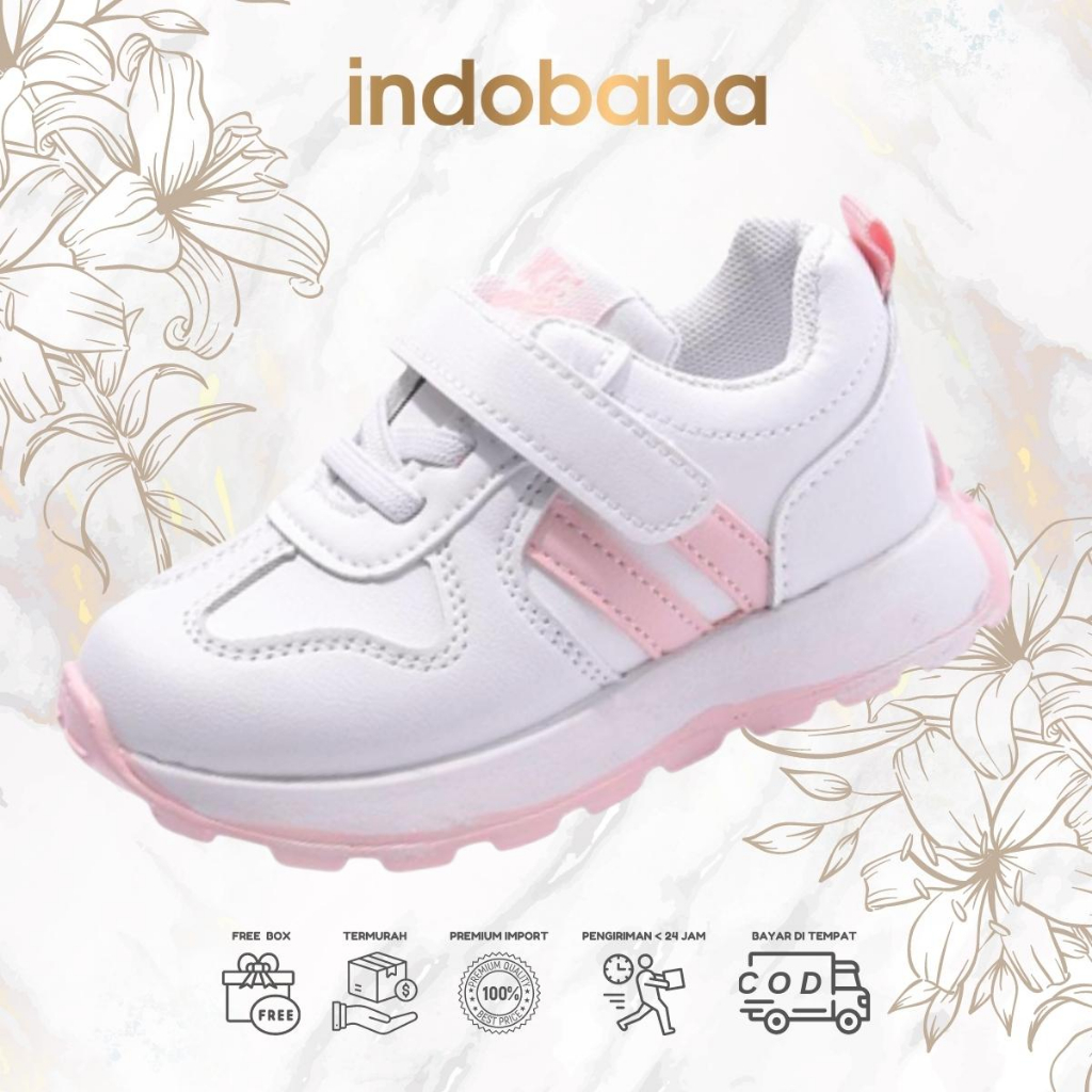 indobaba Sepatu Anak Perempuan Sneakers Anak Import Fashion Usia 1-5 Tahun S163