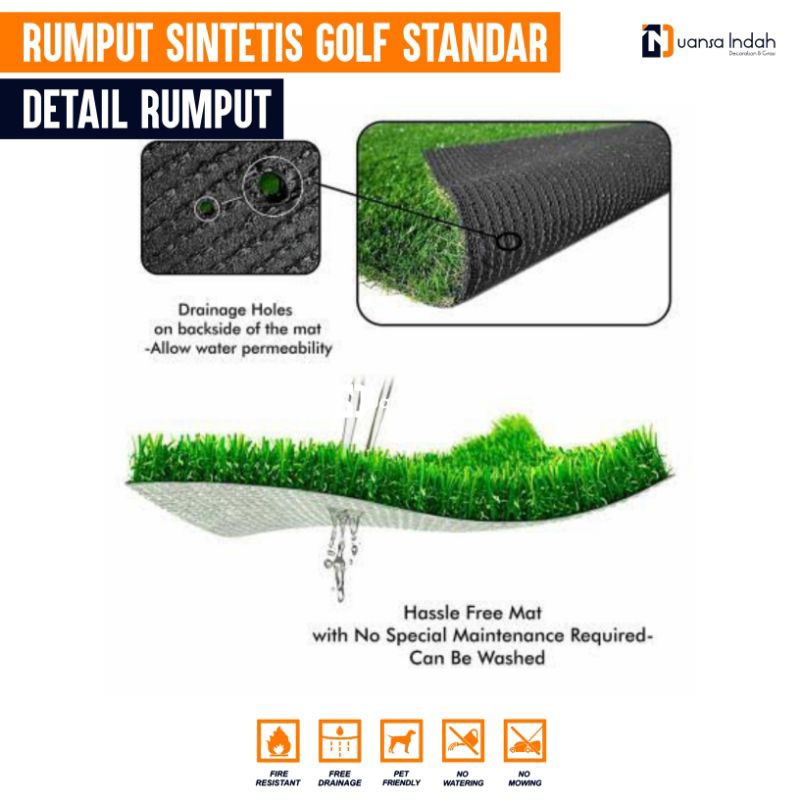 RUMPUT SINTETIS GOLF STANDAR UKURAN 50x125 CM