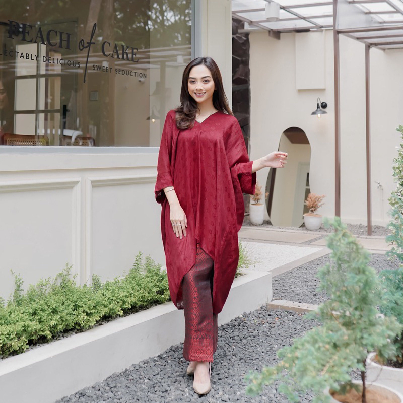 BLOUSE KAFTAN TUNIK VISCOSE SEMI SUTRA ARUNA (hanya atasan) kaftan tunik alisa